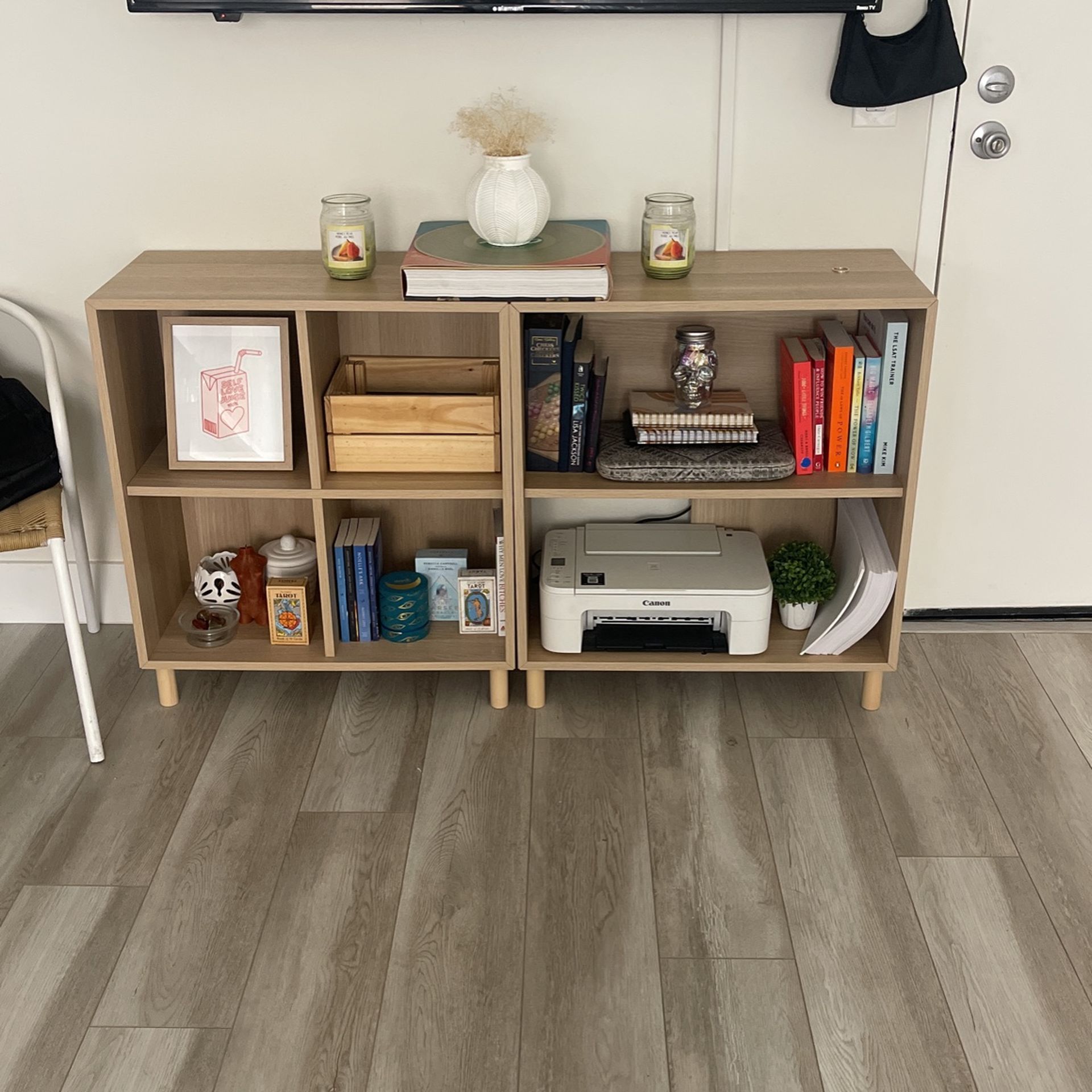 Wood bookshelves