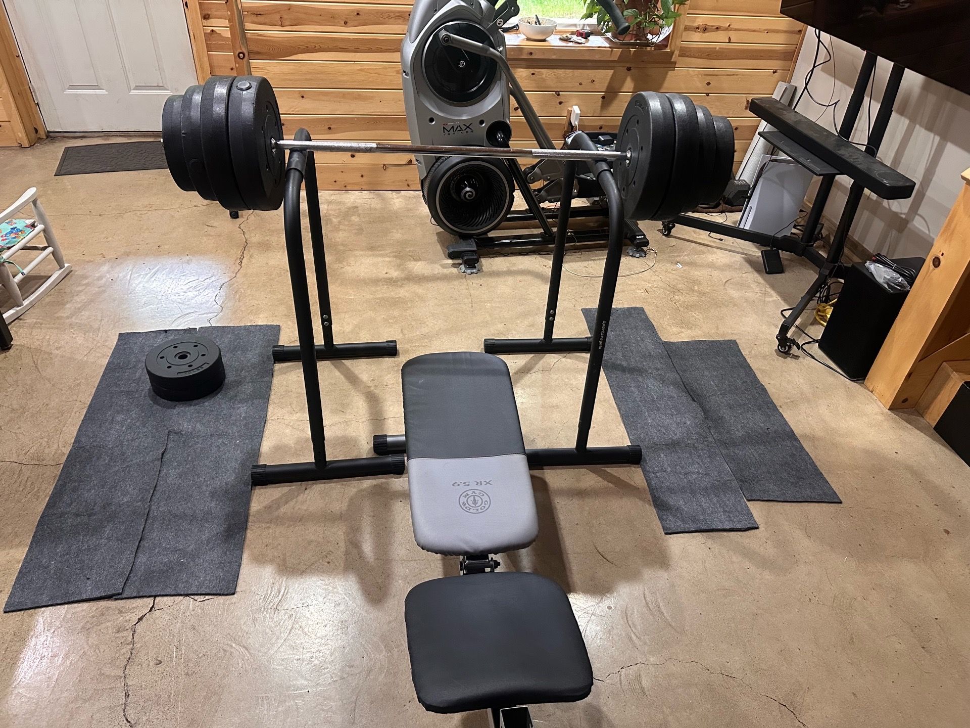 Home Weight Bench Set with Barbell, Curl Bar & Weights
