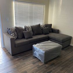 Grey Sectional With Ottoman ¡¡NEW IN STOCK!!