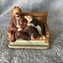 Emmett Kelly’s Circus Collection-Hobo With Dogs On A Bench.