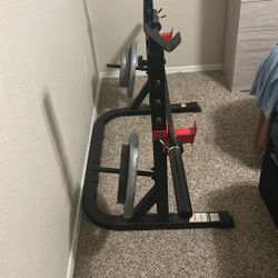Bench Weight Rack, 2(45lbs), 3(25lbs), Bar