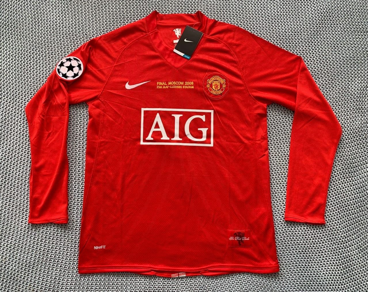 Cristiano Ronaldo #7 Manchester United - Brand New Men's Red Champions League Final 2008 Retro Vintage Long Sleeve Soccer Jersey - Size M / L / XL