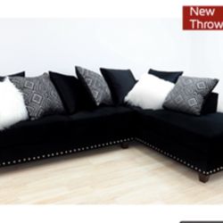 Gorgeous Black Colored Sectional with Studs