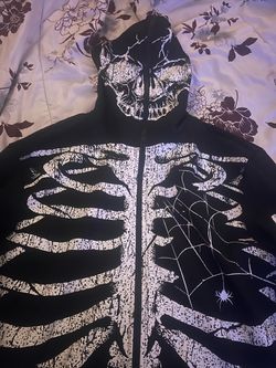 Black Skeleton Zip-Up Hoodie
