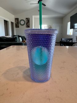 Starbucks 2021 Mermaid Blue Purple Ombré Studded Tumbler 16oz