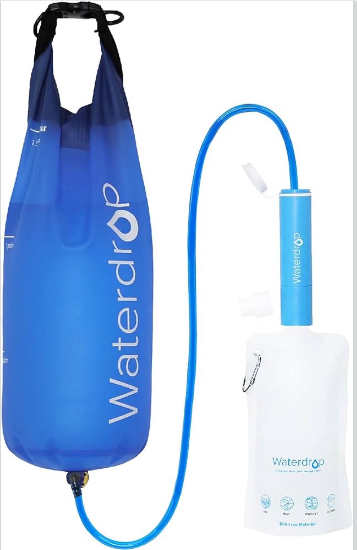 Waterdrop Gravity Water Filter Straw, Camping Water Filtration System, Water Purifier Survival for Travel, Backpacking