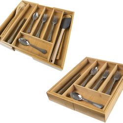 Bamboo Expandable Utensil Drawer Organizer – Flatware, Utensil, Cutlery Kitchen Divider by Lavish Home (Also for Desk and Office)