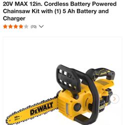 Dewalt 12” Chainsaw With Battery 