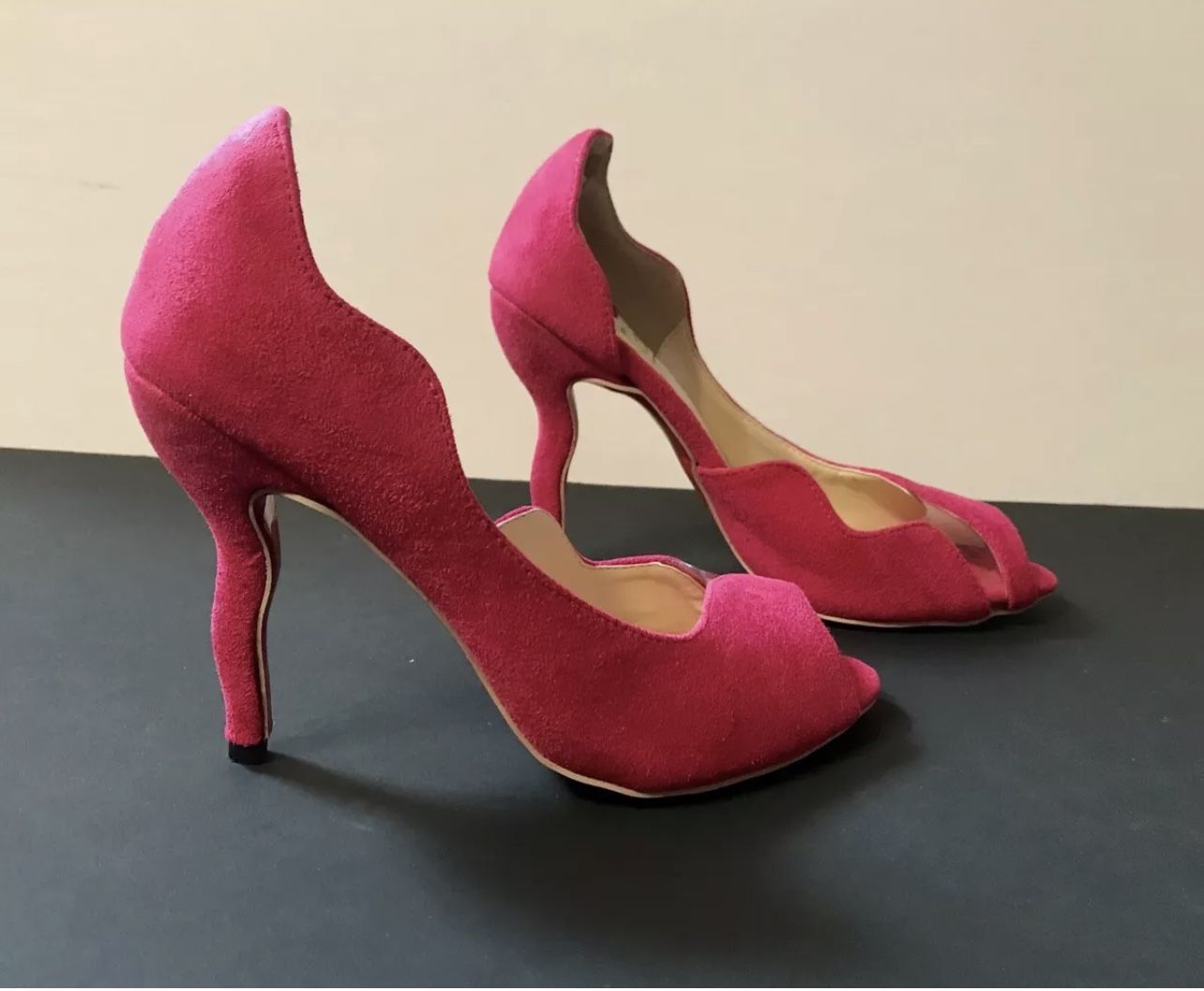 New ladies Luxury Fuchsia Stiletto Heel Open Toe Shoes Size 7-7.5.