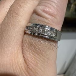 14K White Gold Natural Diamonds Men’s Ring 