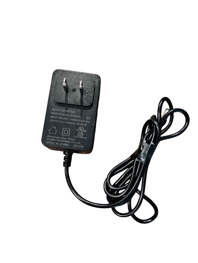 AC/DC power adapter, 12V DC power at 2000mA