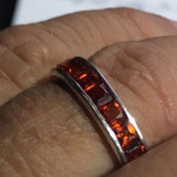 Red Silver Stone Ring