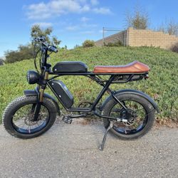 Electric Fat Tire Bike Dual Battery Cafe Style 2 Chargers Ready To Ride
