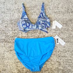 NWT Raisins Paisley Pisces Bikini Bra Top S Anne Cole Convertible Bottoms M Set