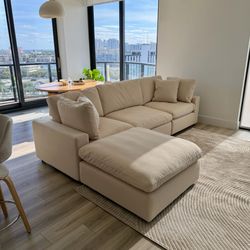 New Beige Sofa Cloud Couch Sectional