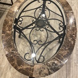Antique Brass Metal/ Glass Coffee Table