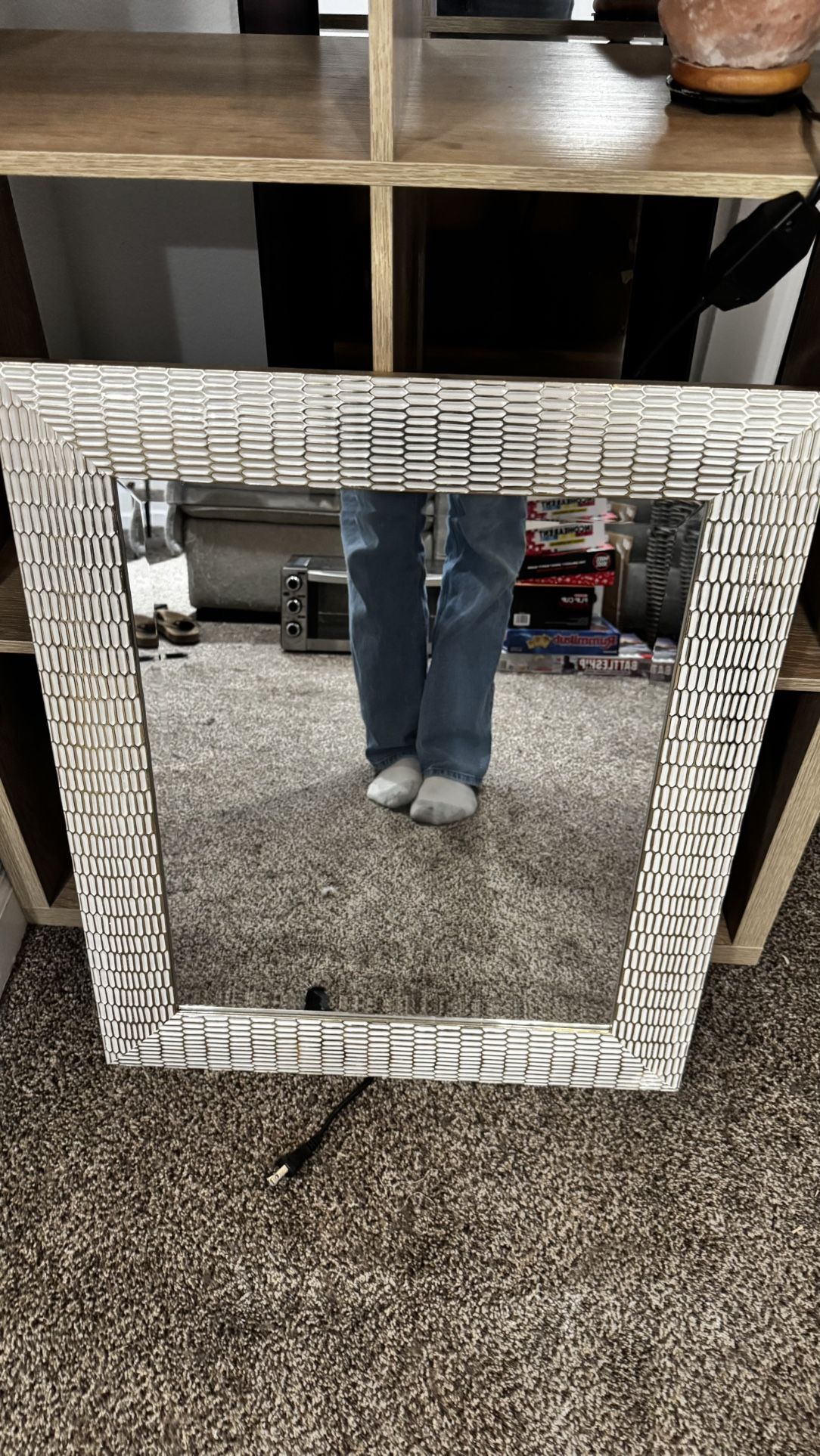 Gold and white mirror 