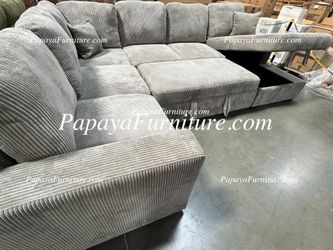 NEW LARGE U SHAPE Sectional Sofa with Storage Chaise and Pullout Sleeper Bed Under Seat Pull out sofabed Ashley Style BIG COUCH SALE Season Discount