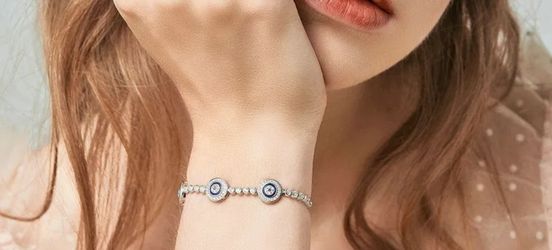 925 Sterling Silver Fine Jewelry With Zircon Blue Evil Eye