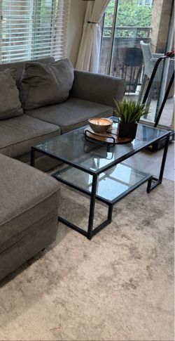 2 glass tables