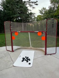 EZ goal hockey goal w/backstop + extras