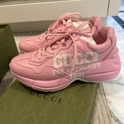 Gucci Rhyton Sneakers Pink Women  Size 39 Authentic 