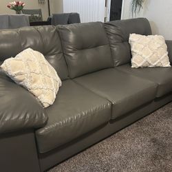 2-Gray Faux Leather Sofas