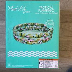 Float Life by Funboy Inflatable Round 3-Ring Swimming Pool, Flamingo, 65" Diameter, Children Ages 6+