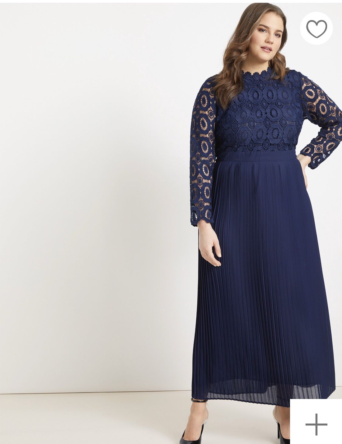 Eloquii Lace Evening Dress with Pleated Skirt