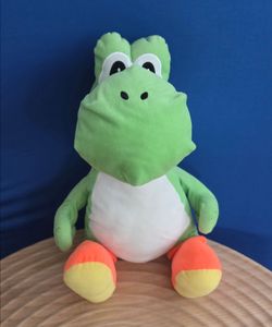 Nintendo 2019 Super Mario Bros Green Yoshi Jumbo 21" Plush Cuddle Pillow with a secret storage pouch!
