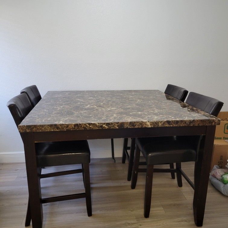Brown Granite Marble Kitchen Table Set