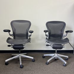 Herman Miller Aeron Chairs, Size B - Aluminum Base