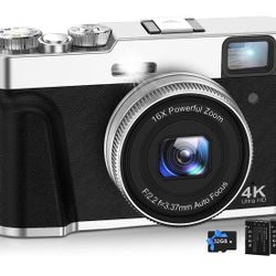 NEZINI 4K Digital Camera,Auto Focus 48MP Vlogging Camera for YouTube and Anti-Shake Video Camera with Viewfinder Flash & Dial,16X Zoom Travel Portable