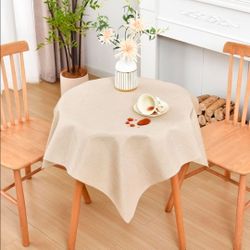 Wolkemer Small Square Tablecloth 36 x 36 Inches Faux Linen Water Resistant
Farmhouse Polyester Tablecloths, Washable Wipeable Table Cover for Nightsta