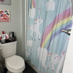 Pottery Barn Kids Rainbow Unicorn Shower Curtain