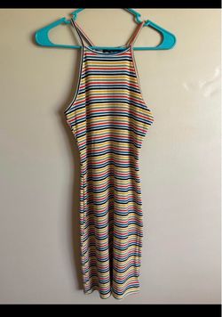 Women’s Multicolor Striped Ribbed Tank Dress Size Medium