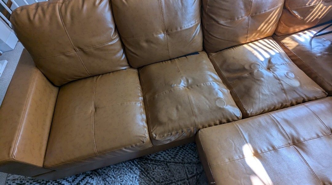 103" Wide Faux Leather Sectional Sofa