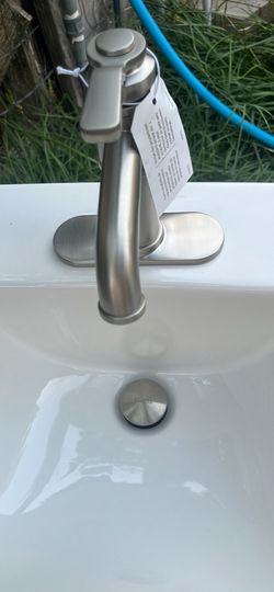 AquaSource Wall-Mounted Sink with Pfister Breckenridge Faucet