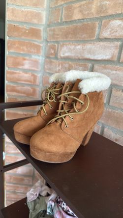 Forever Faux Suede Sherpa Platform Heeled Boots