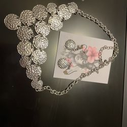 Necklace Silver With Earrings Set