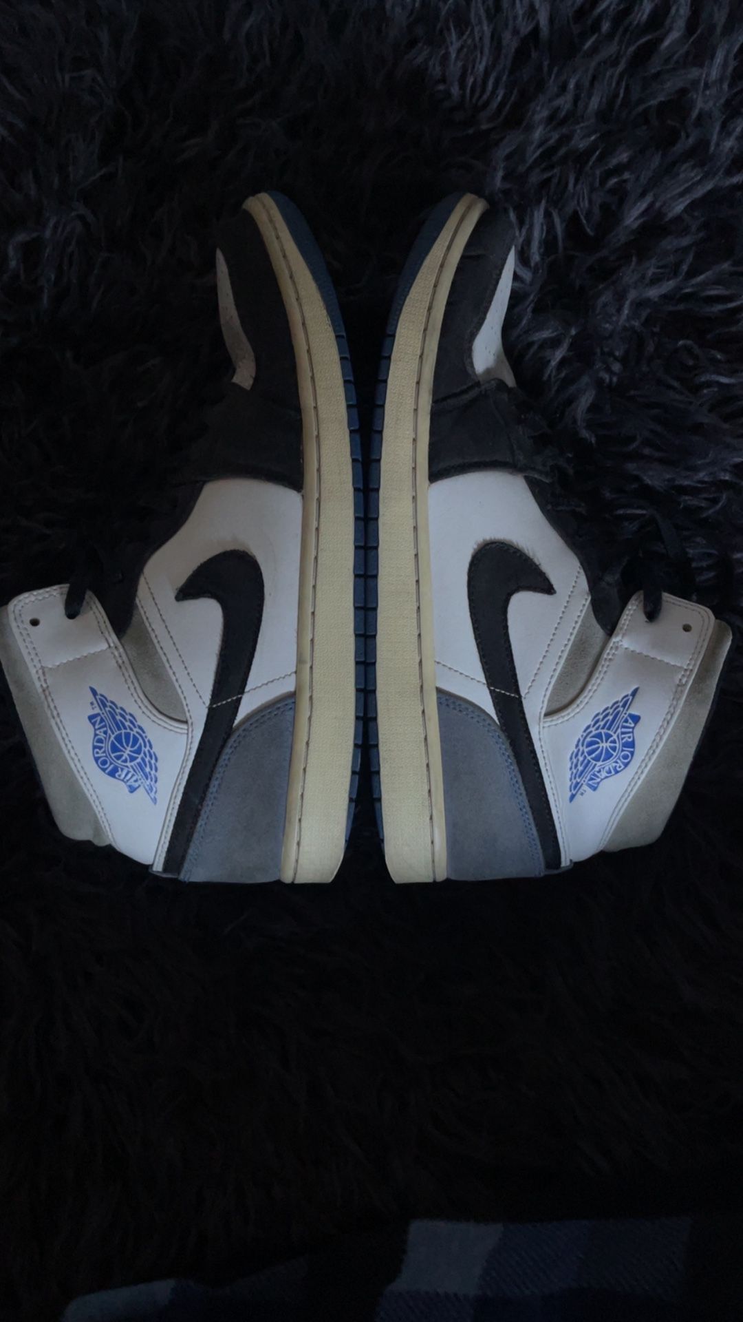 air jordan mid blue black white grey