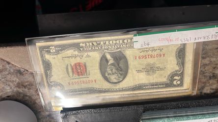 1953 red seal  2 dollar bill