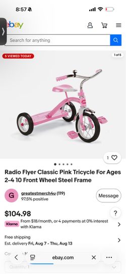 Radio Flyer Classic Pink Tricycle