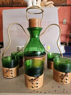 ⭐️Leather Wrapped Green Glass ⭐️