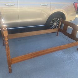 Twin bed frame with Old English style Headboard