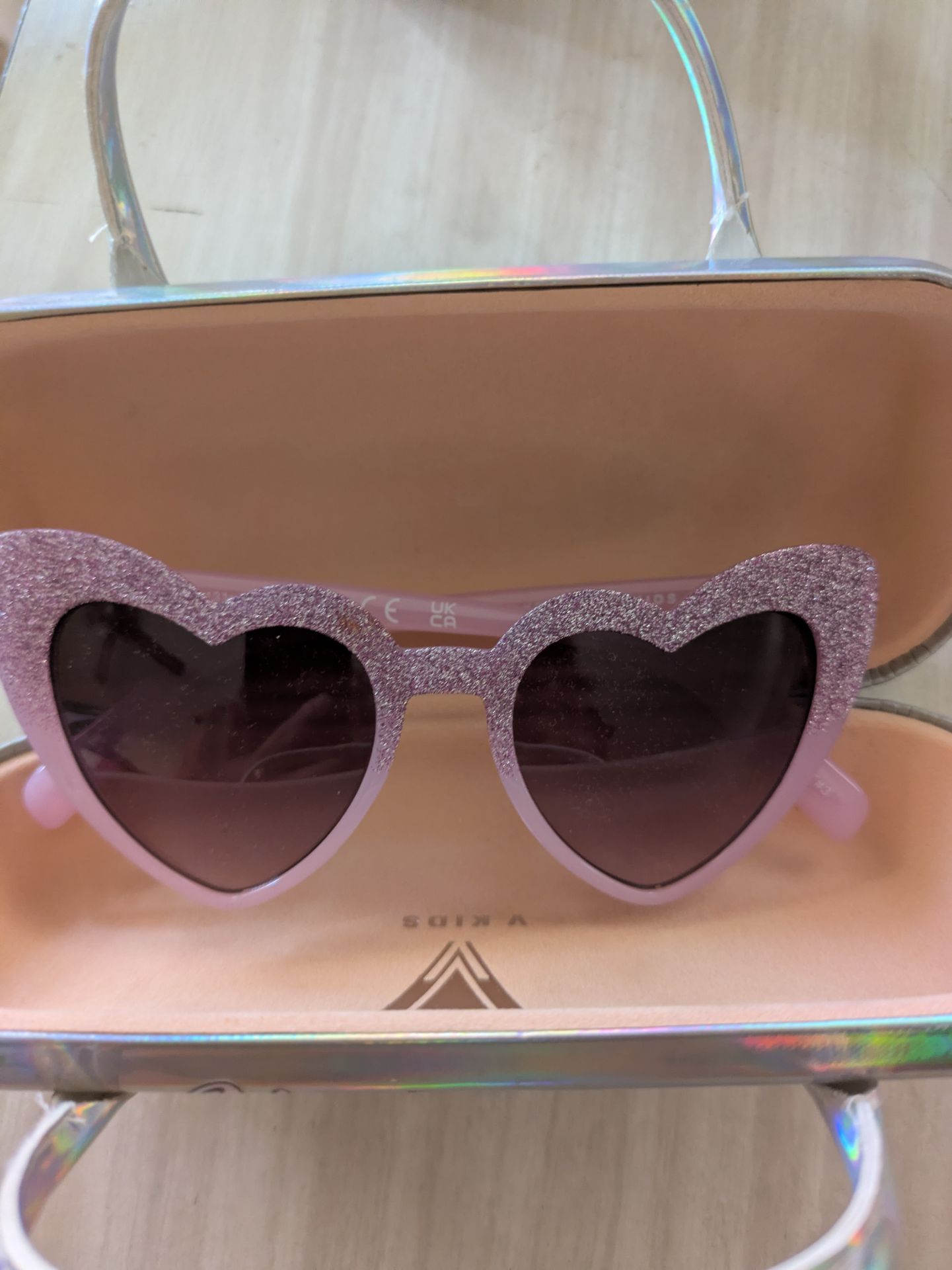 Lucent products pink heart shaped sunglasses with unicorn case kids New