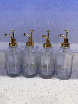 Clear Glass Dispenser Bottles Set of 4