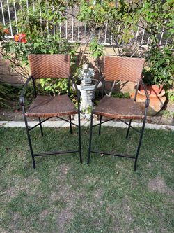 Pair of Woven Outdoor Bar Stools