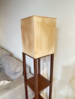 Modern Shelf Floor Lamp with Linen Shade – $30