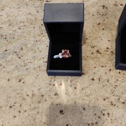 Sterling Italo Ring With Pink Real Gemstone And White Topaz Accents.